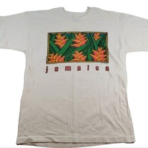 Vintage Jamaica T Shirt Dizzy Lizard 90s 1991 Single Stitch Graphic Print White